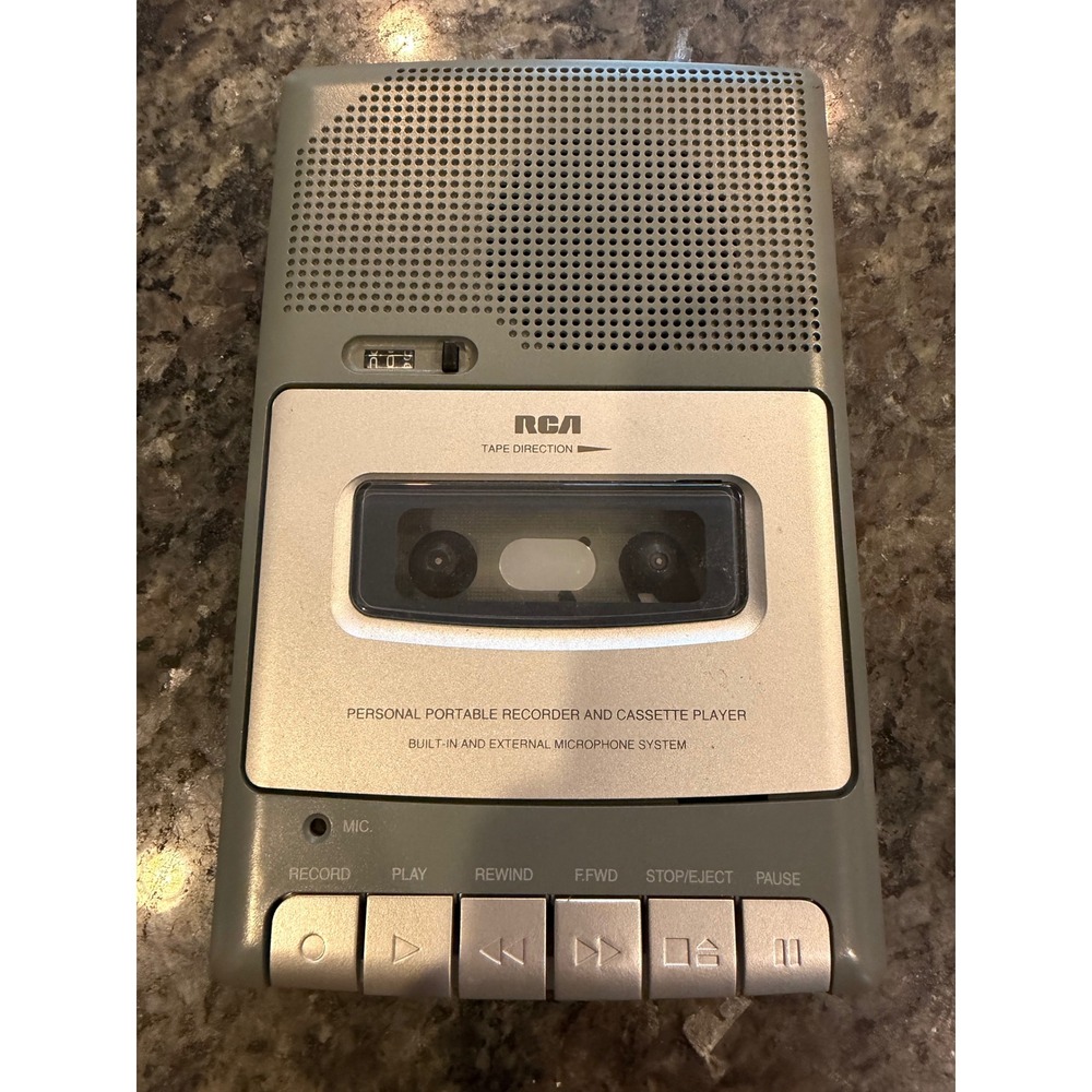 RCA RP3503-B Personal Portable Cassette Player Recorder Built-in Mic Grey Silver